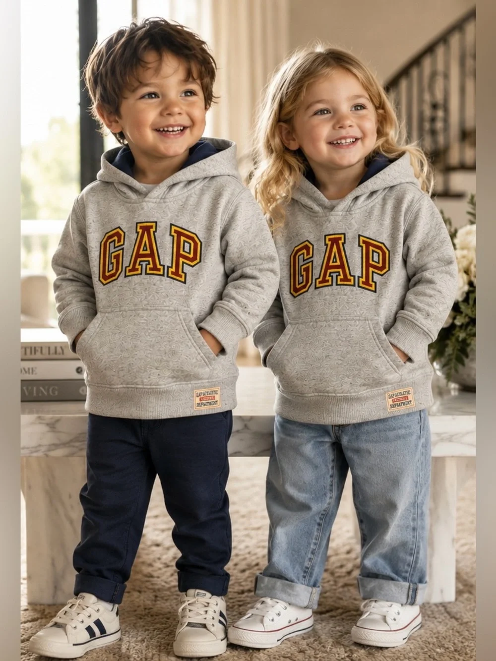 Vintage Baby Gap Athletic Dept Hoodie Gray Fleece Sweatshirt Toddler 4Y Unisex